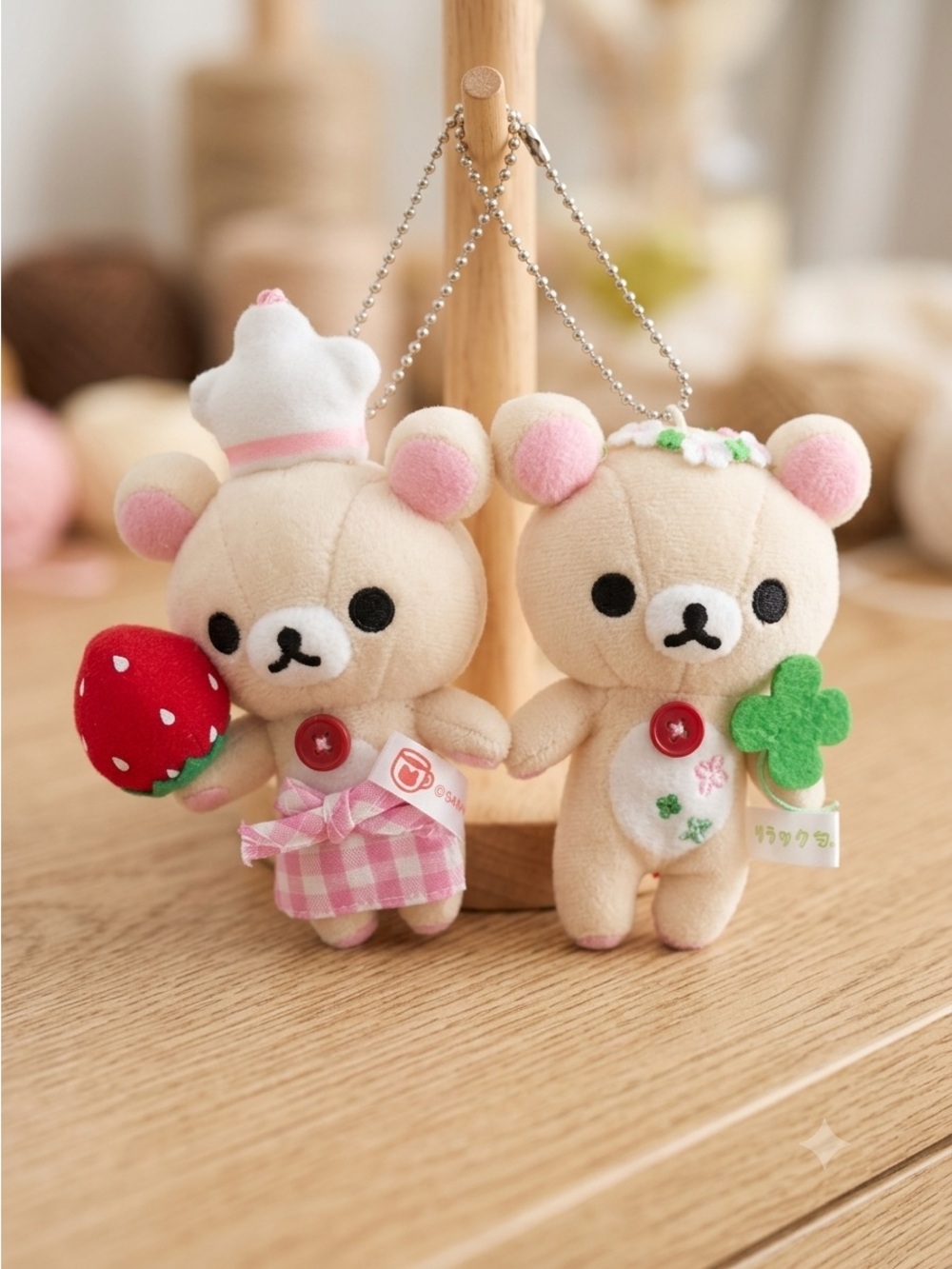 San-X Korilakkuma Hanging Plush Keychain / Purse Charms - 4", set of 2 🇯🇵